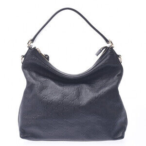 GUCCI Guccissima Shoulder Bag Black Calfskin